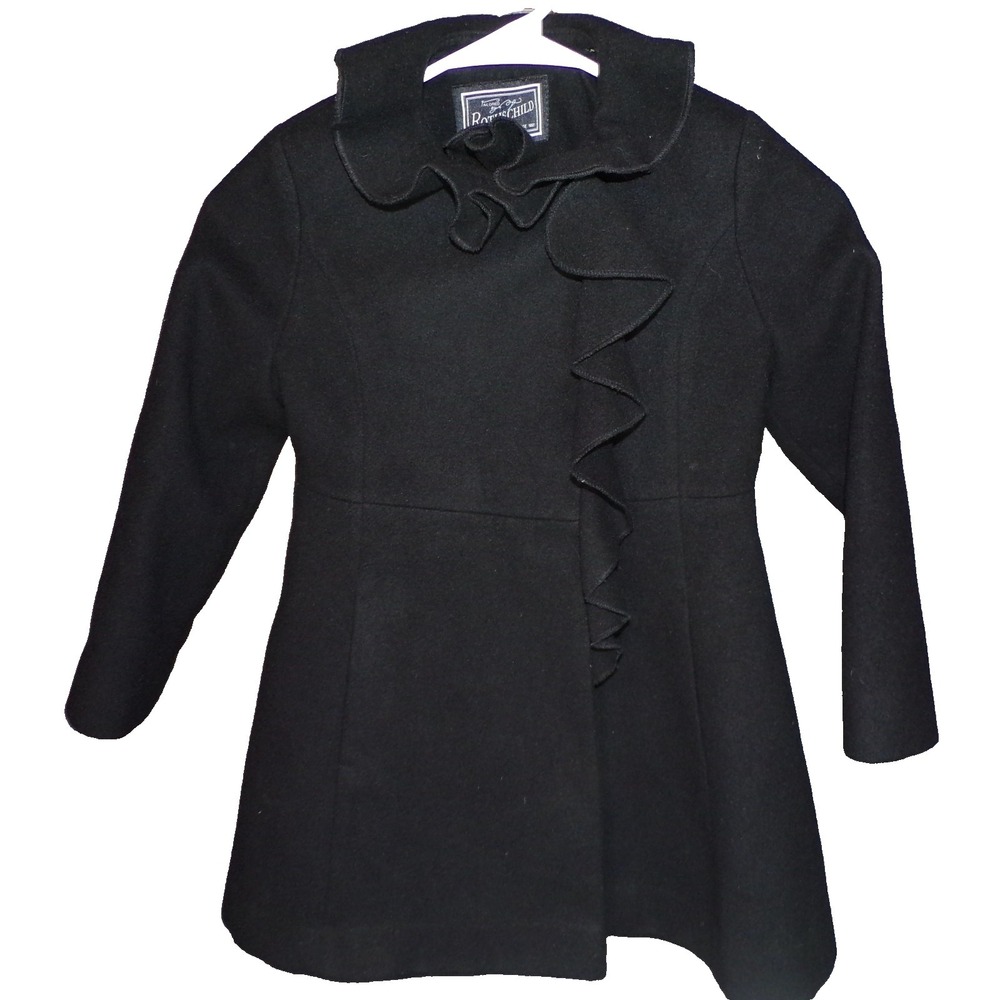 Rothschild‎ Girl's Wool Black Pea Coat Size 6 Classic